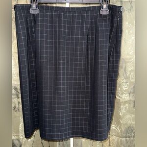 Windowpane Pencil Skirt in Dark Navy